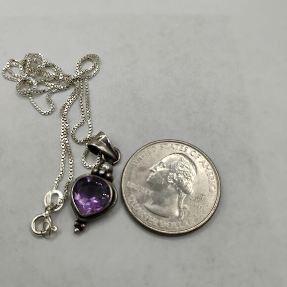 Amethyst Pendant on 18-inch Box Chain - Picture 4 of 4